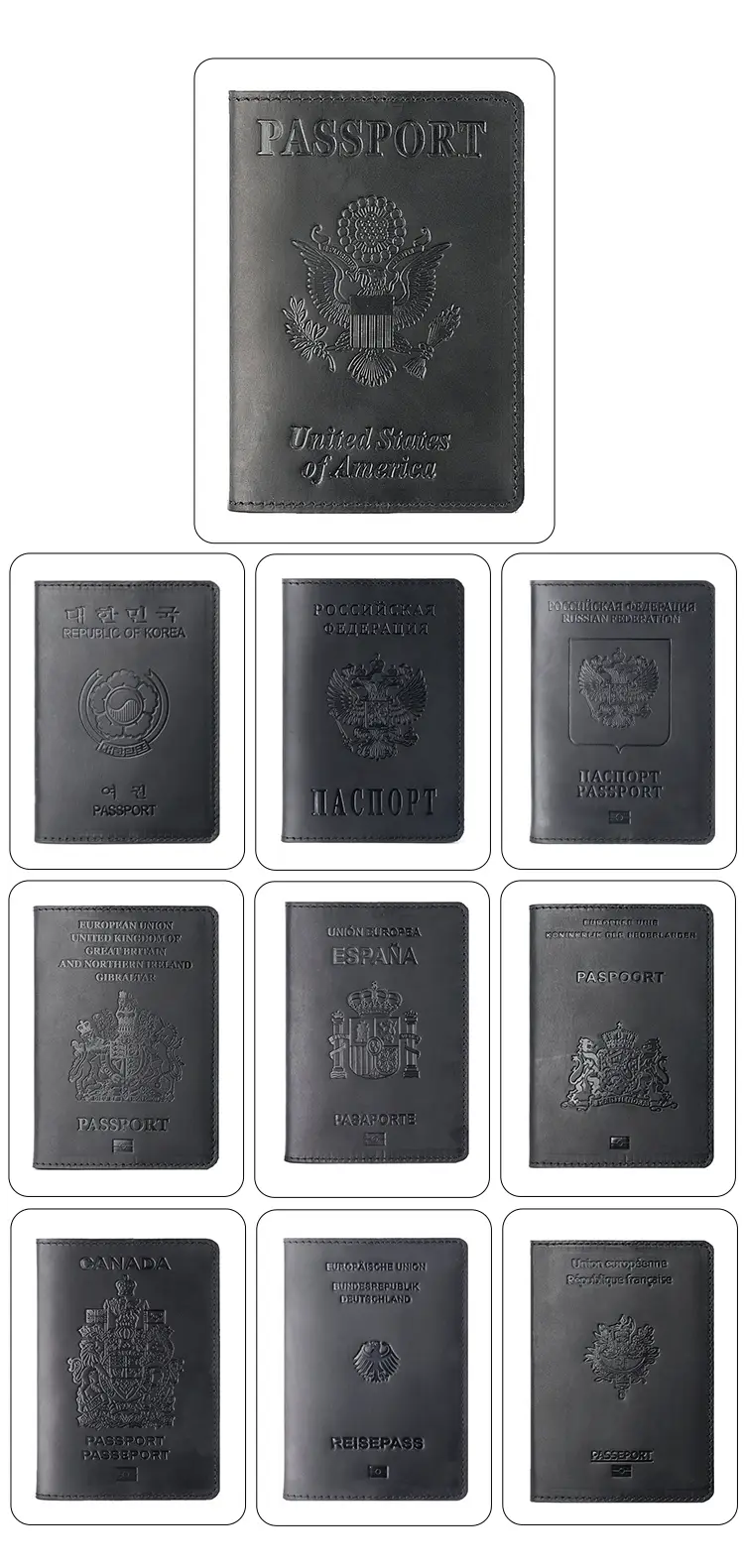 Leather passport holder dimensions 14 x 10 cm – BEARKY GT03